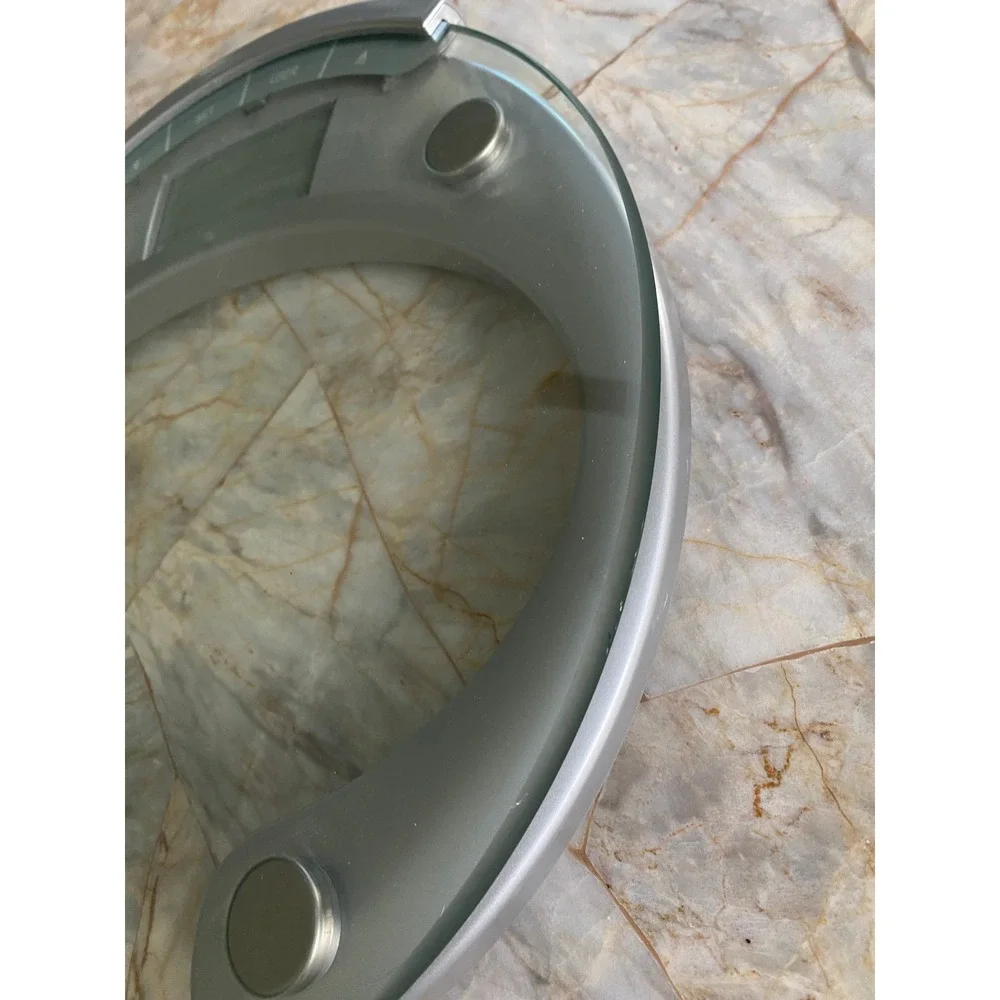 Thinner by Conair Digital Bathroom Scale Glass Silver Modern Weight Tracker